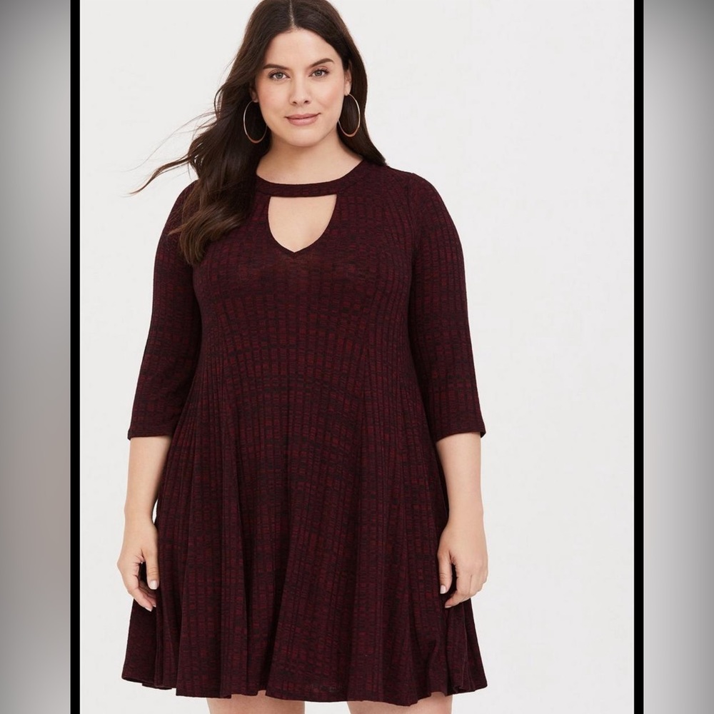 Mini Rib Knit Mock Neck Dress